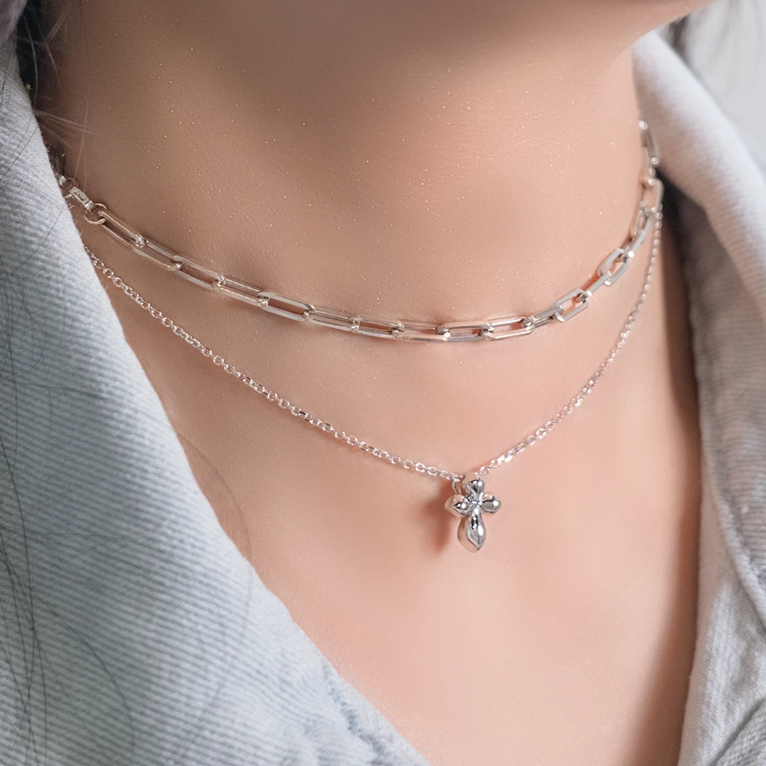 Bubble cross gold pendant